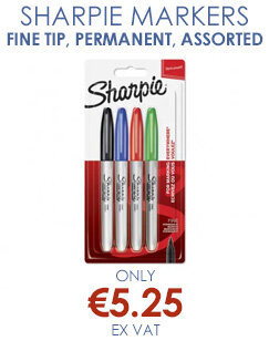 Sharpie Permanent Marker - Fine Tip, Assorted Colours, Pack of 4