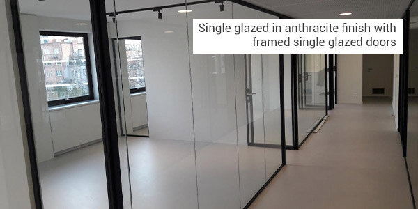 single glazed in anthracite finish with framed single glazed doors